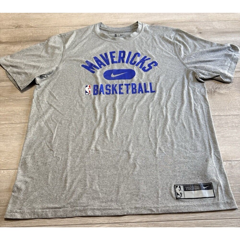 Nike Dri-FIT Dallas Mavericks NBA Practice Tee Short Sleeve Gray Heather Men's L